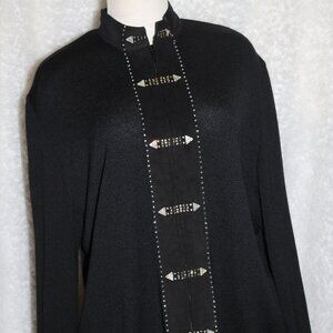 Philippe Marques black beaded cardigan size 16 full zip made in USA